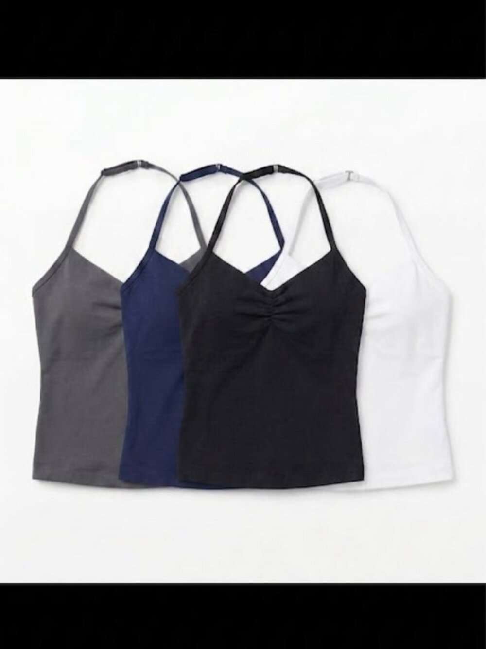 Bundle of 4  Halter Neck, Adjustable Strap, Built-In Shelf Bra Top